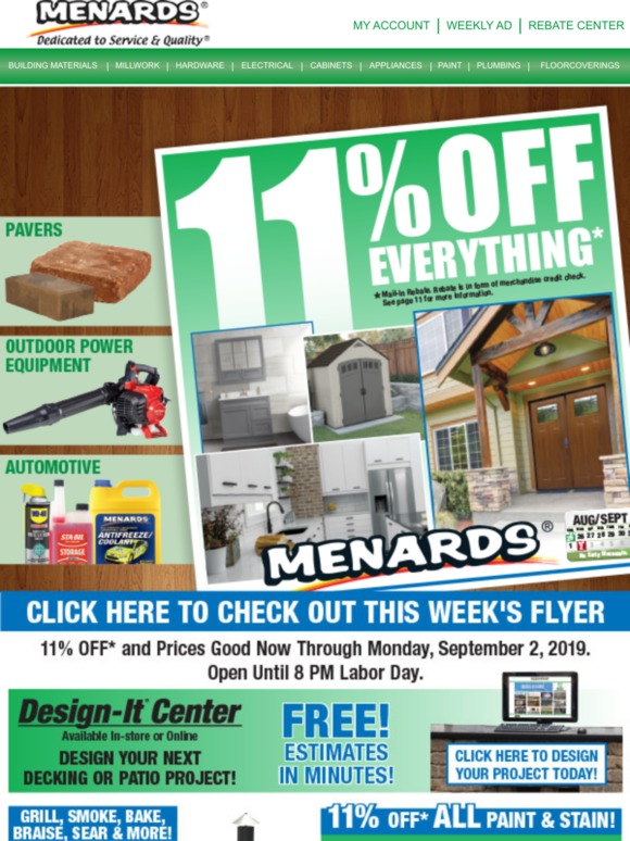 Menards Get Ready For Labor Day Projects 11 Off Everything!* Milled