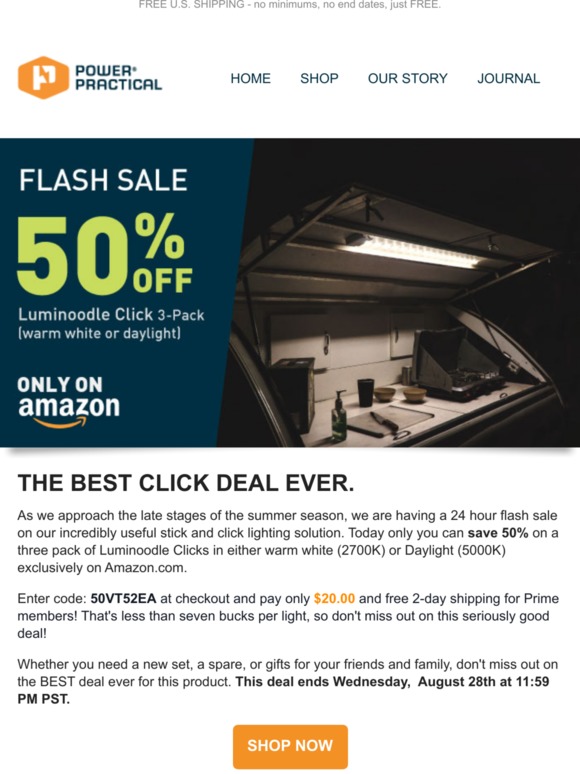 50% Flash Sale - Today Only On Amazon.com