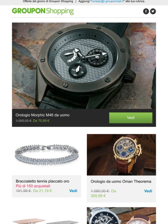 Groupon IT: Orologio Morphic M46 da uomo , Braccialetto tennis placcato  oro, Orologio da uomo Oman Theorema , Tavolo allungabile e altro ancora |  Milled
