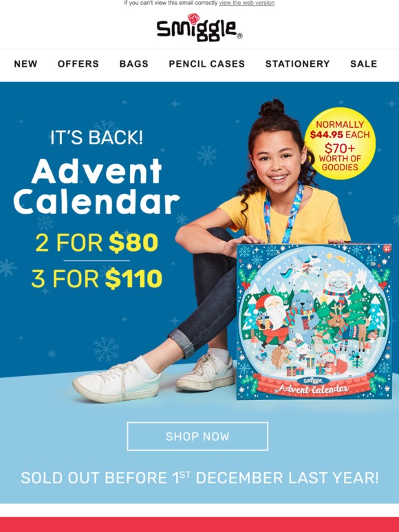 Smiggle: 🎄🎅🏻 Too good to go Our advent calendar multibuy is BACK Milled Smiggle: 🎄🎅🏻 Too good to go Our advent calendar multibuy is BACK Milled