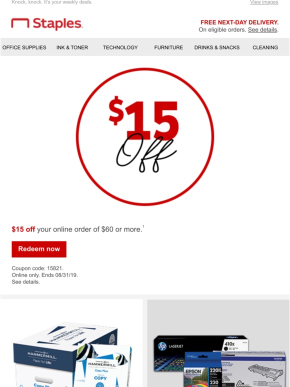 Staples ENDING SOON 15 off your online order. Milled