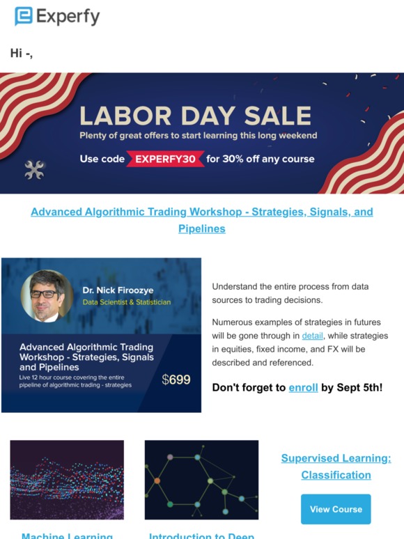 Celebrate the Labor day with 30% off on any course!