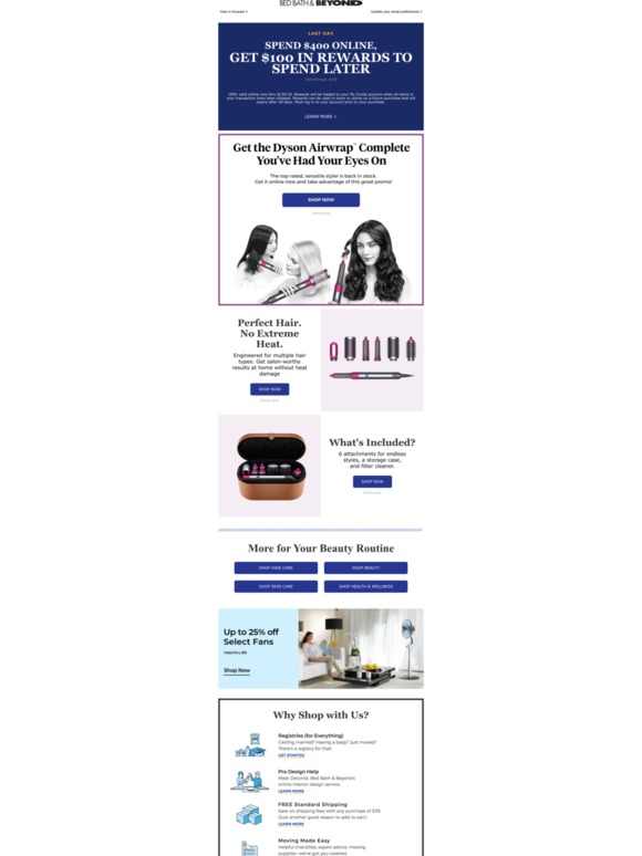 Bed Bath & Beyond ⏳ FINAL HOURS Come back for that Dyson Airwrap