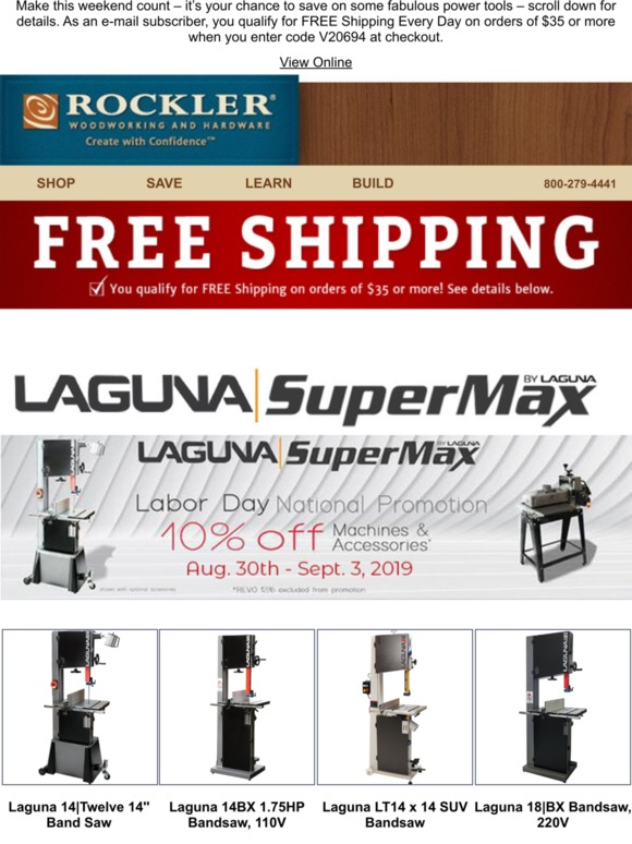 Rockler This Weekend Only Laguna Supermax On Sale Milled