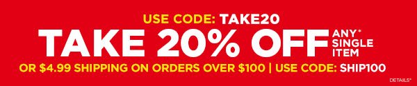 20% off one item promo code TAKE20