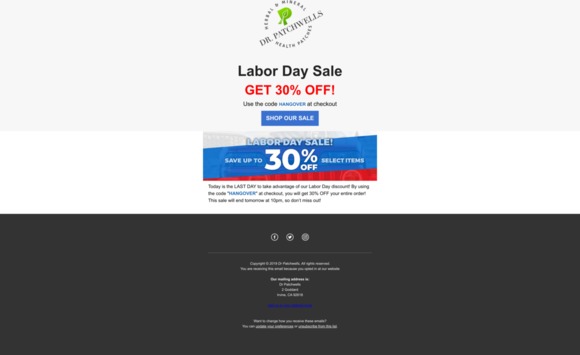LAST CHANCE- 30% OFF LABOR DAY SALE