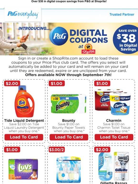 P G Everyday: Over $38 in digital coupon savings at Shoprite from P G