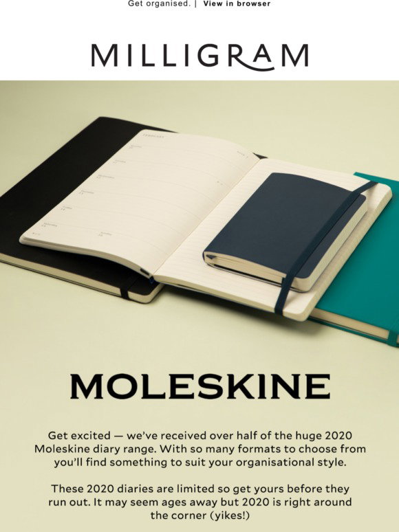 Moleskine 2024 Hard Cover Weekly Horizontal Diary Pocket – Milligram