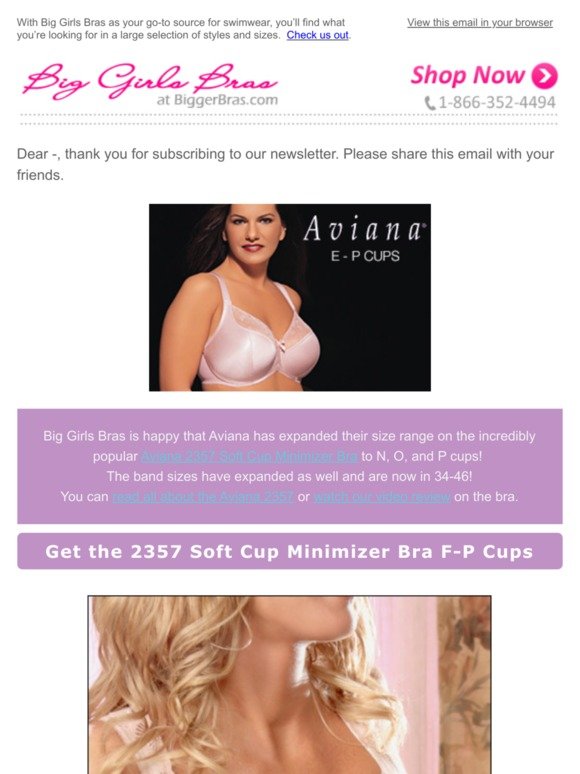 Big Girls Bras: Aviana 2357 Now Offered Up to a P Cup!