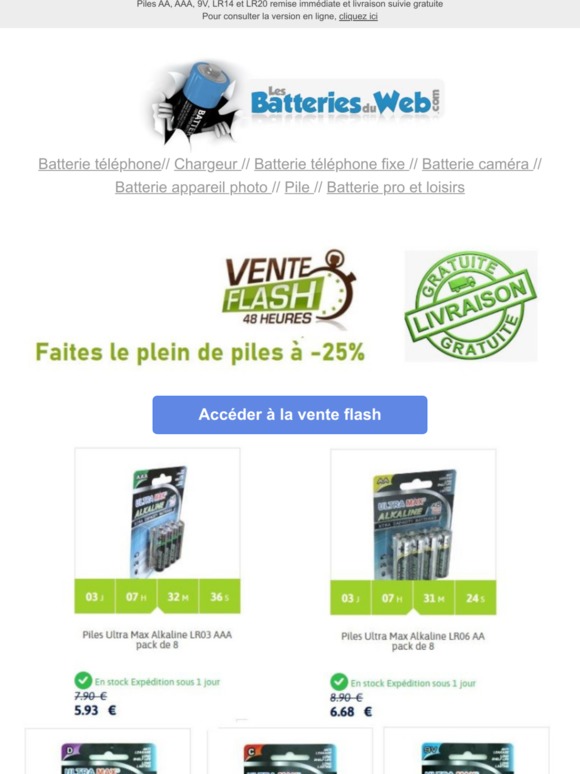 Vente flash | - 25% sur les piles Ultramax