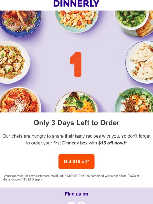 Only 3 days left to save on Dinnerly…