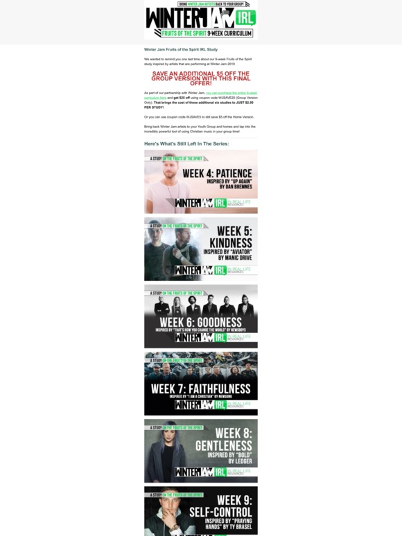 Final Offer On Winter Jam 9-Week Curriculum - Save $25