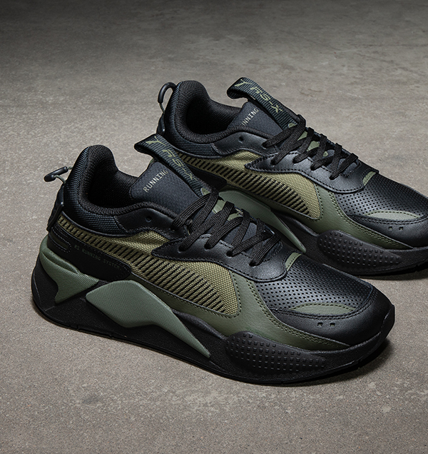 puma black & green rs-x winterized trainers