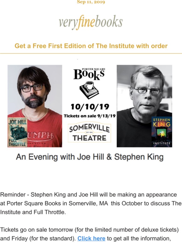 reminder: An Evening with Joe Hill and Stephen King