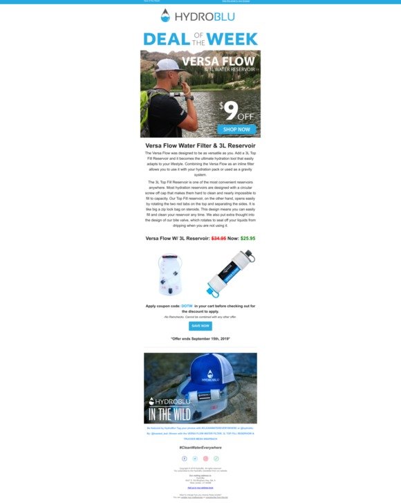 HydroBlu Deal of the Week! $9 OFF Versa Flow Filter & 3L Top Fill Reservoir! 💦