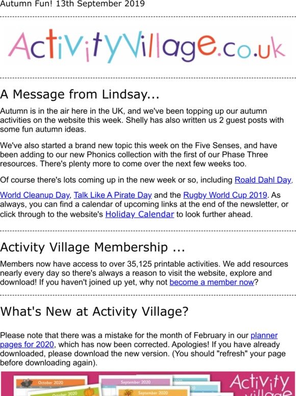 What's New at Activity Village?