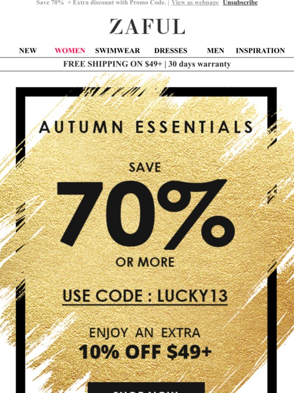 FW: Pick your Autumn Essentials! 70% Off !