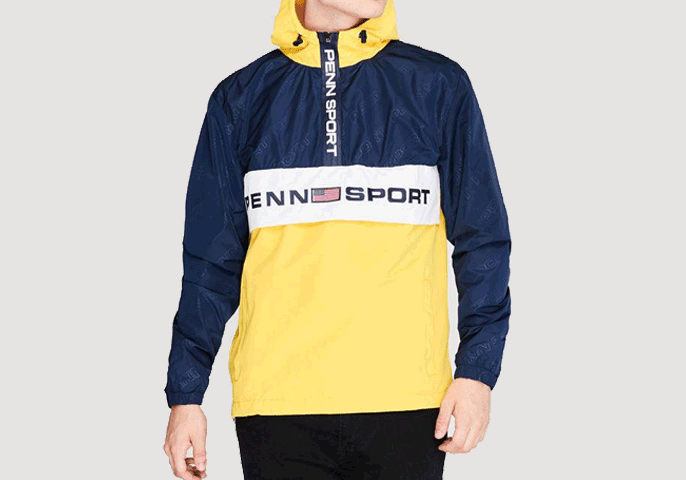 penn sport yellow windbreaker