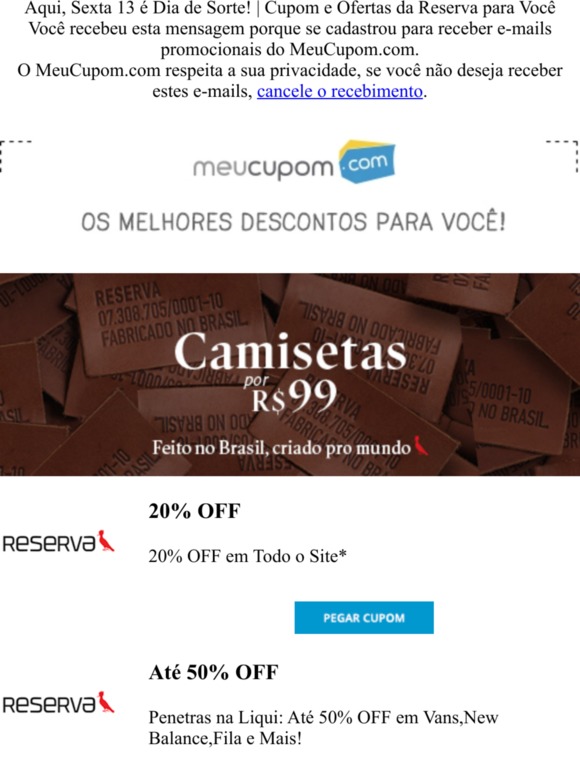Quem Disse que Sexta 13 é Dia de Azar? | Cupons e Ofertas da Reserva para Você S2