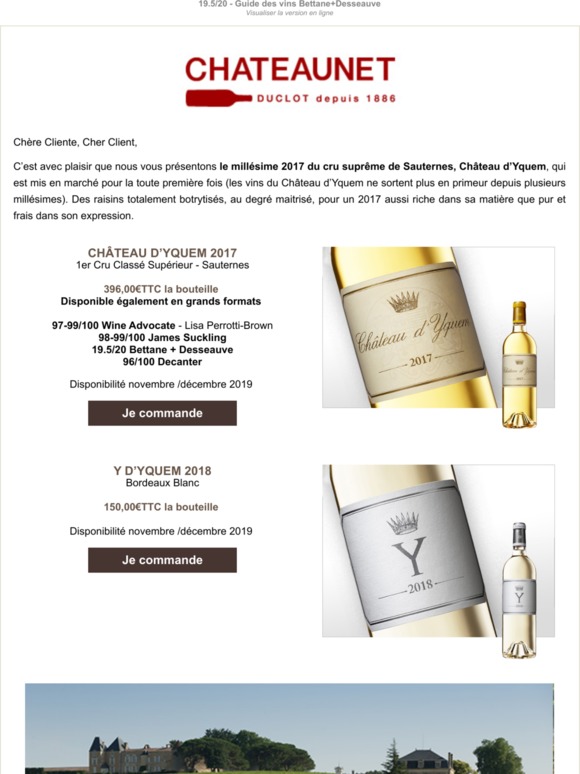 Chateaunet Nouveau Millesime Chateau D Yquem 17 Et Y D Yquem 18 Milled