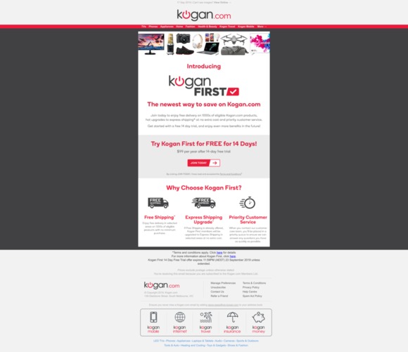 Try KOGAN FIRST for FREE for 14 Days! Milled