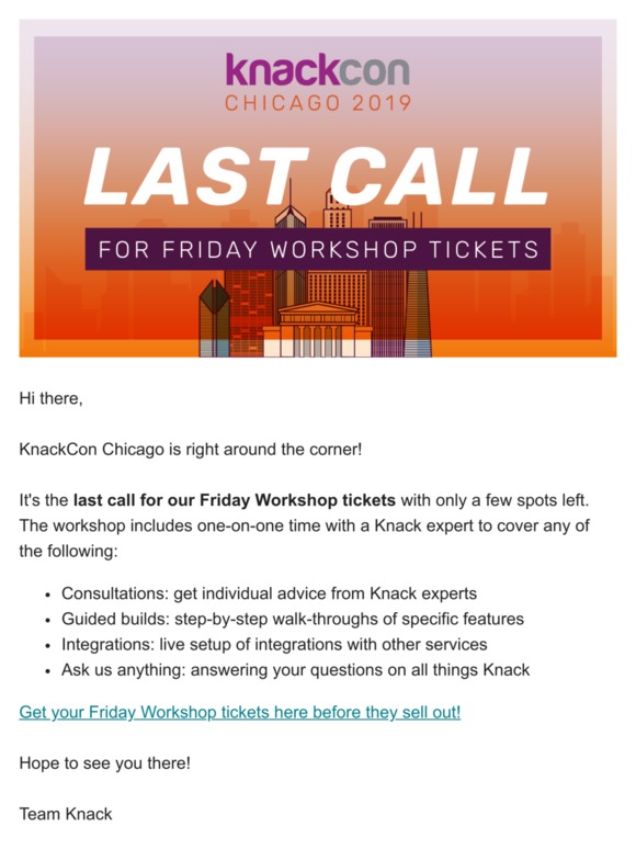 Last Call for KnackCon Chicago Friday Workshop Tickets!