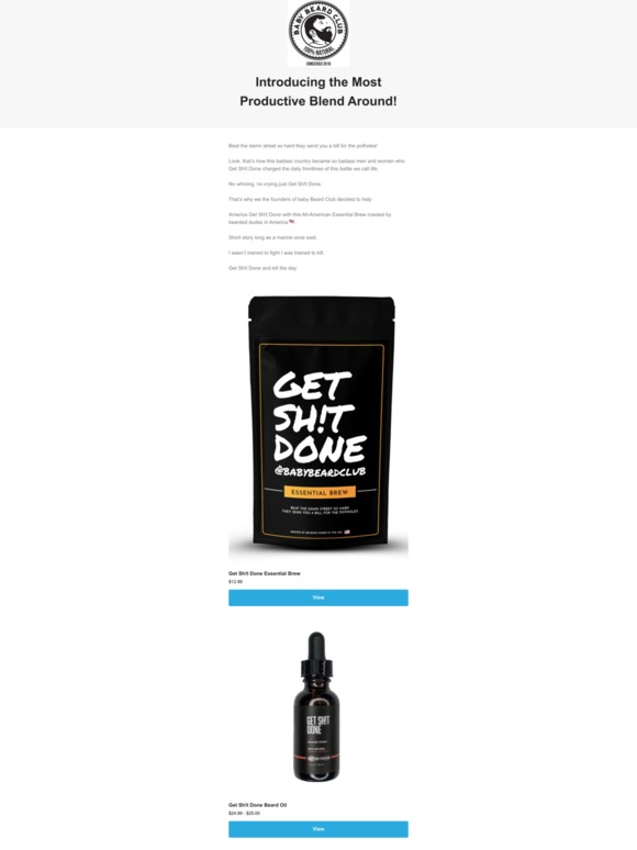  Get 💩 Done and Kill the Day!  New GSD Coffee, Beard Oils and More