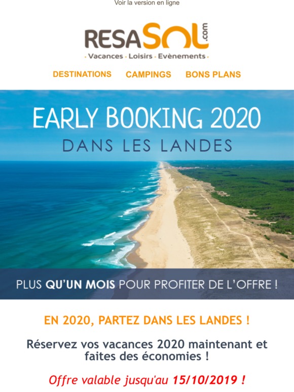 EARLY BOOKING : Plus qu'un mois pour en profiter !