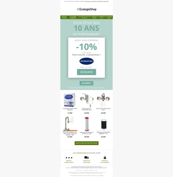 Profitez de -10% sur les produits Hydropure !
