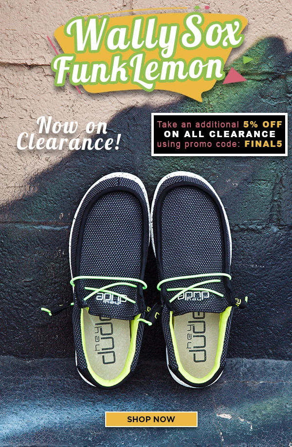 Hey Dude Shoes Usa Our Popular Wally Sox Funk Lemon Is Now On Clearance Milled