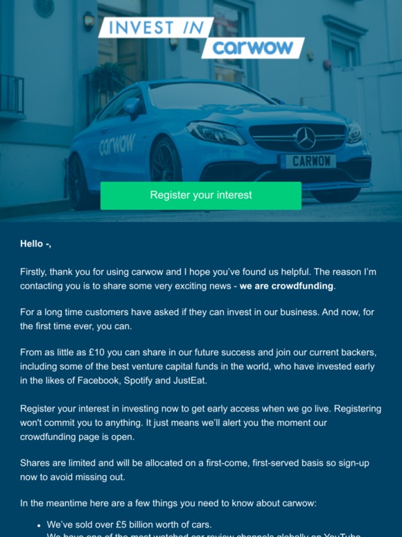 Carwow Your early access to invest in carwow Milled