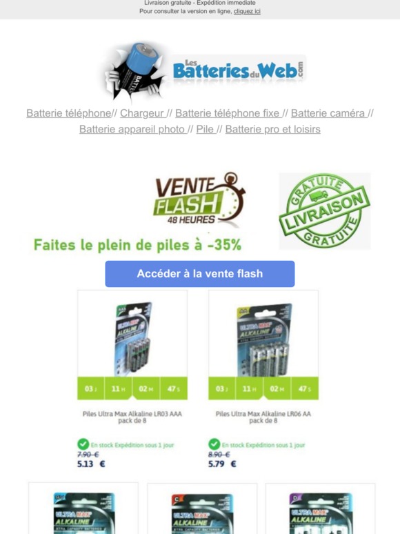 Vente flash | - 35% sur les piles