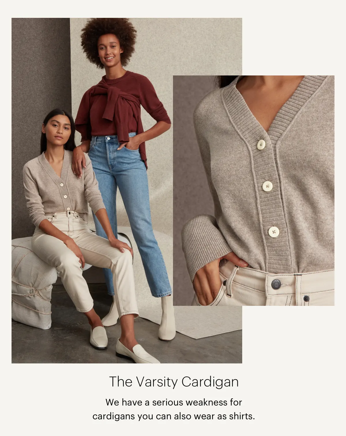 everlane recashmere varsity cardigan