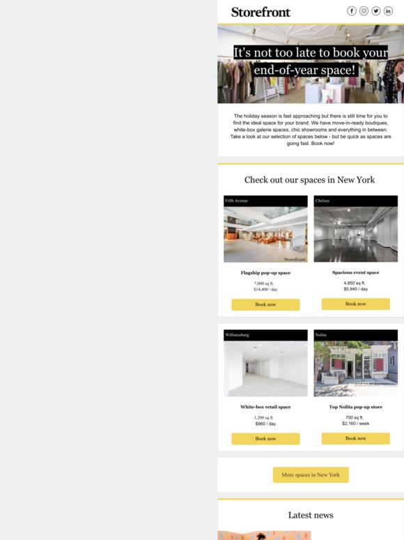 These spaces are still available for the holiday season