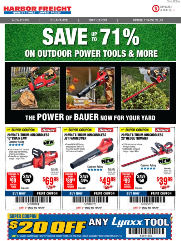 Harbor Freight Tools New items added! Save up to 71 on Outdoor Power