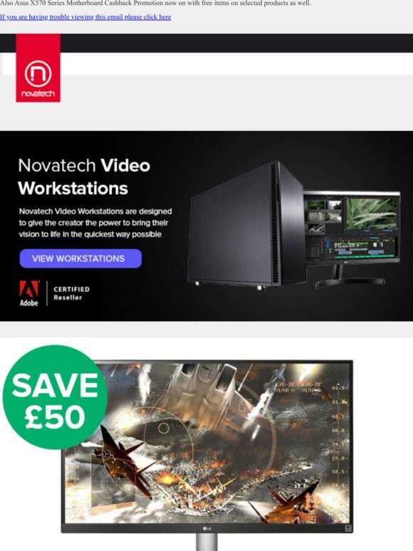 LG 27" 4K UHD Monitor with £50 off + Novatech Video Workstations
