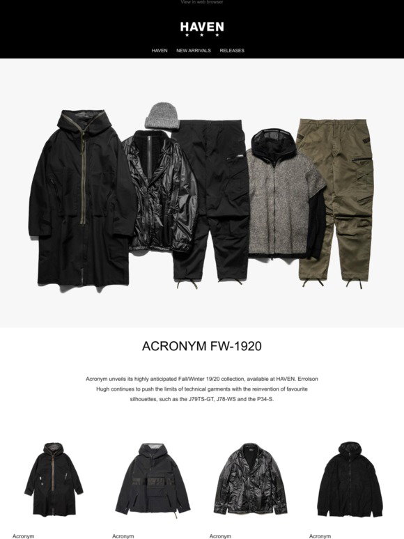 Haven New Arrivals Acronym Veilance Cav Empt Milled