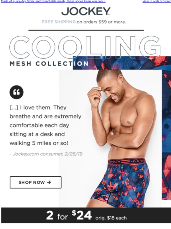 Jockey: Bold NEW colors! Shop Cooling Mesh | Milled