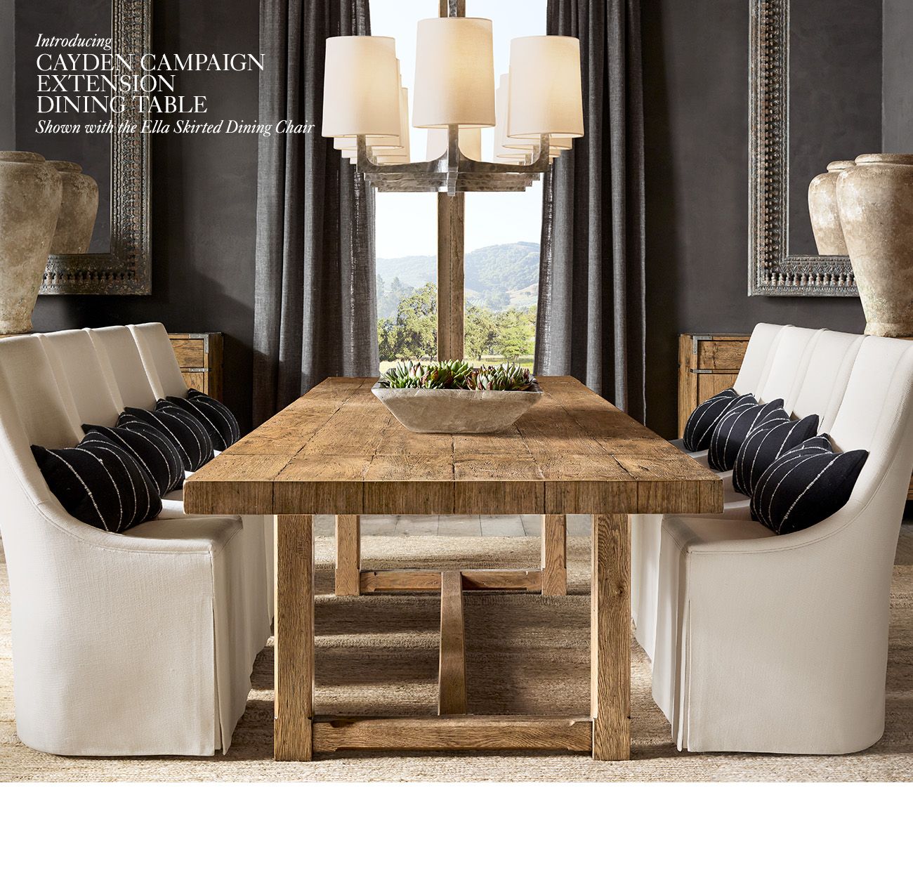 rh cayden campaign dining table