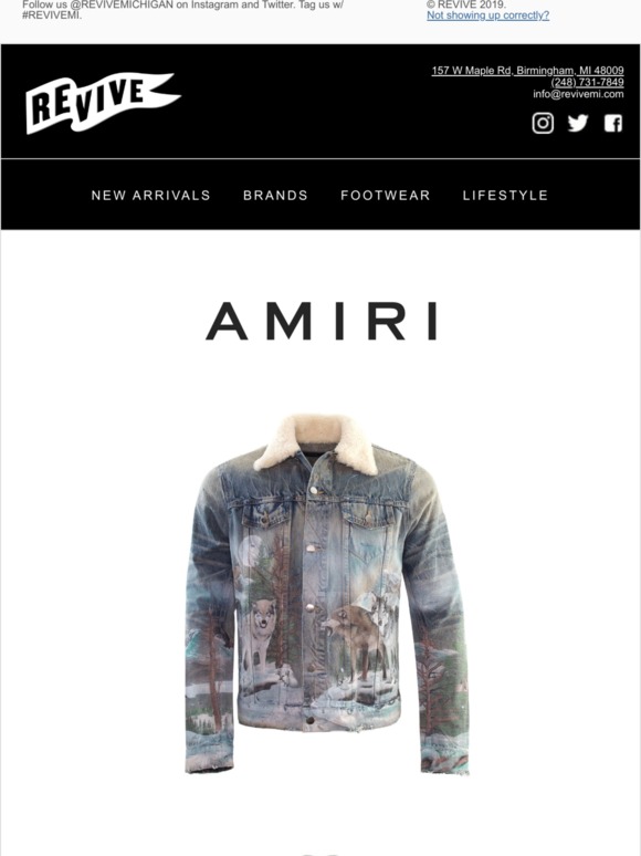 Amiri distressed outlet shearling denim jacket