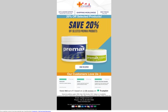 20% off Selected Premax Massage Products