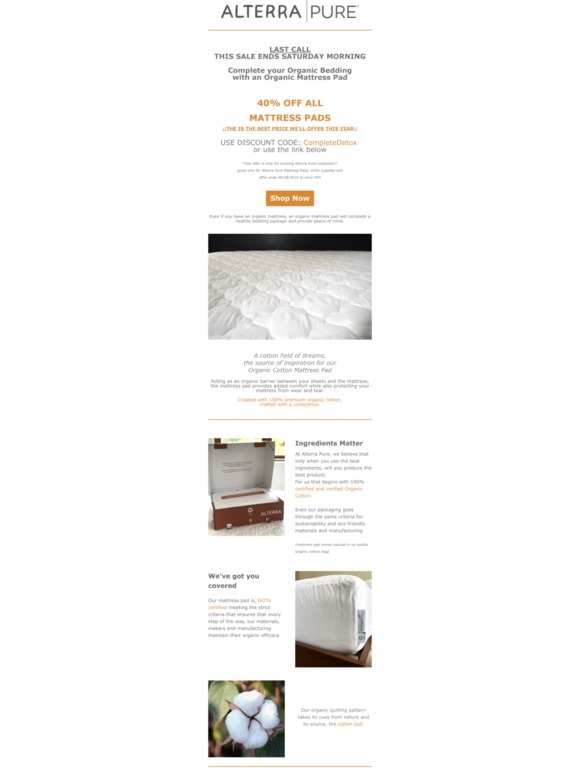Complete your Bedroom Detox with an Organic Mattress Pad  🛏️