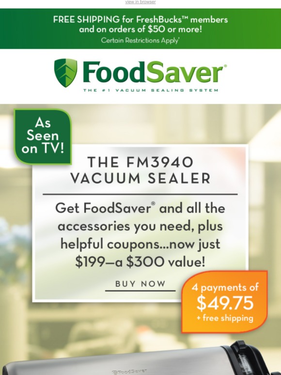 Foodsaver As seen on TV! FM3940 Vacuum Sealer Milled