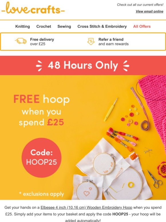 Free hoop and delivery with your order - perfect for your stitching projects!
