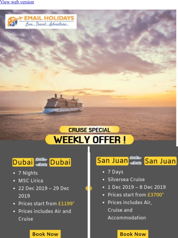 Cruise Specials – Call 020 8150 7676 for more details and upgrade to Premium / Business Class flights