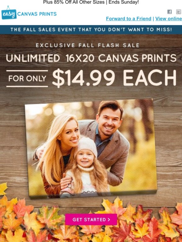 Easy Canvas Prints: Unlimited 16x20's for $14.99 Each