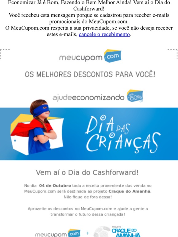 Economizar já é Bom, Fazendo o Bem Melhor Ainda! Vem aí o Dia do Cashforward!