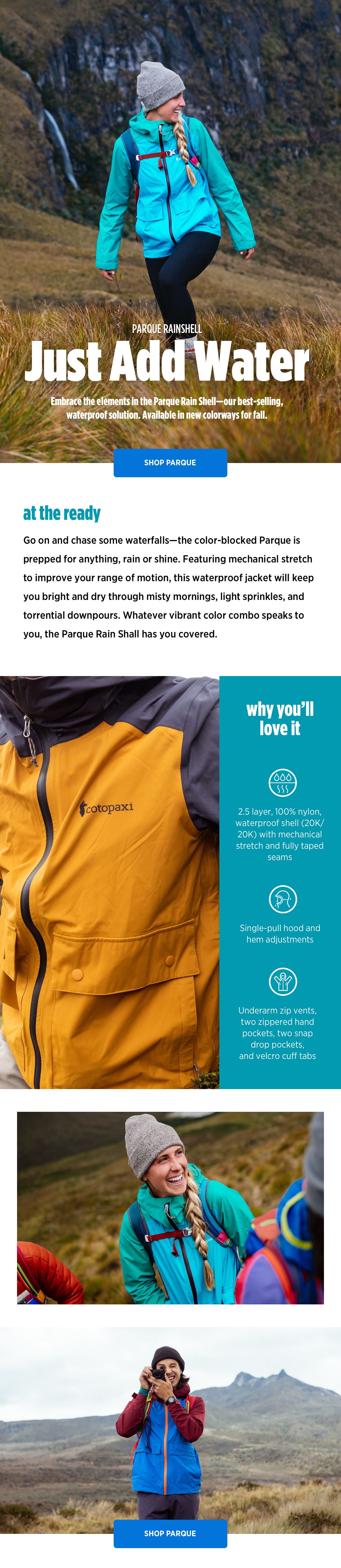 cotopaxi parque rain shell
