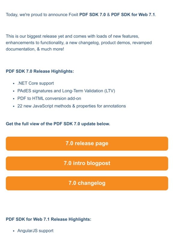 JUST RELEASED: Foxit PDF SDK 7.0 & PDF SDK for Web 7.1