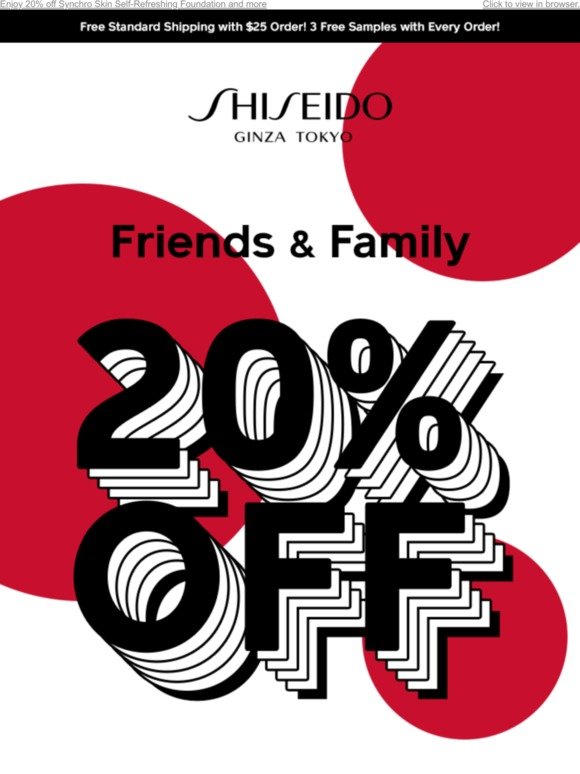 Shiseido Friends & Family Take 20 Off Everything Milled